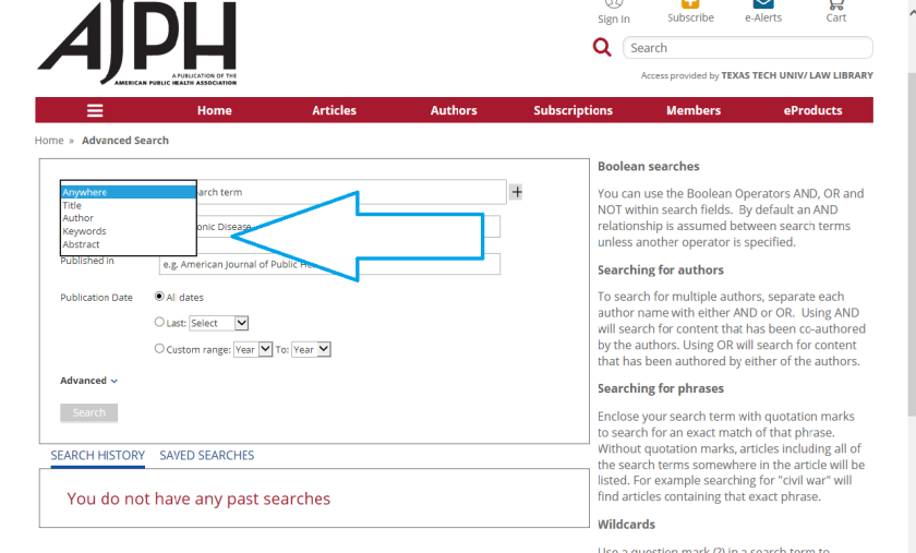 APJH search with arrow